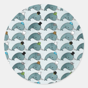 Kawaii CartoonGrunge Narwhals mit Hüte Aufkleber
