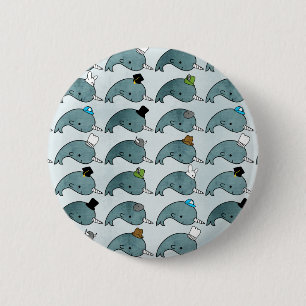 Kawaii CartoonGrunge Narwhals mit Hüte Knopf Button