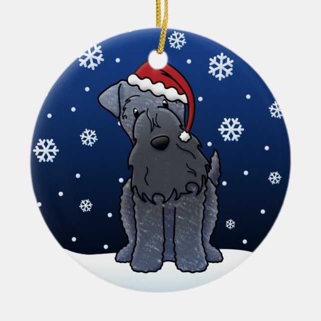 Kawaii Cartoonkerry-Blau-Terrier-Weihnachten Keramikornament (Vorne)
