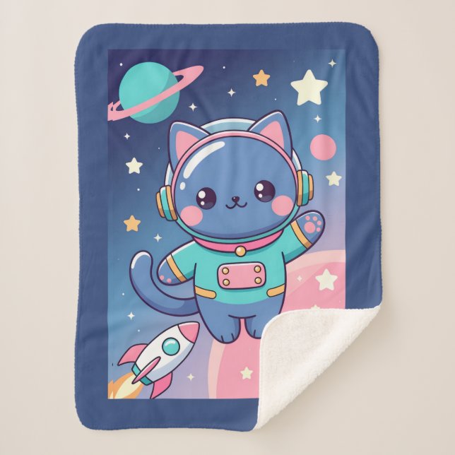 Kawaii Cat Astronaut Space Adventure  Sherpadecke (Vorderseite)