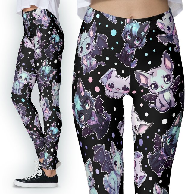 Kawaii Cat-Bat Pastel Goth Harajuku Style Leggings (Von Creator hochgeladen)
