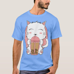 Kawaii Cat Boba Tea Blase Japanisch Anime Girls Te T-Shirt