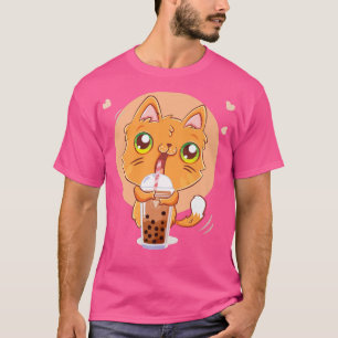 Kawaii Cat Boba Tea Bubble Tee Anime for Girls T-S