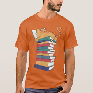 Kawaii Cat Books Gift Womens T-Shirt