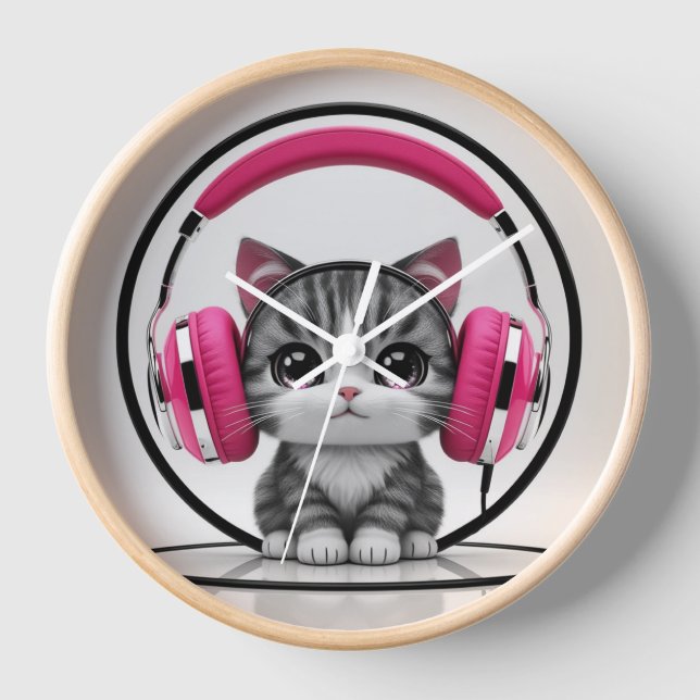 Kawaii Cat Clock Uhr (Vorderseite)