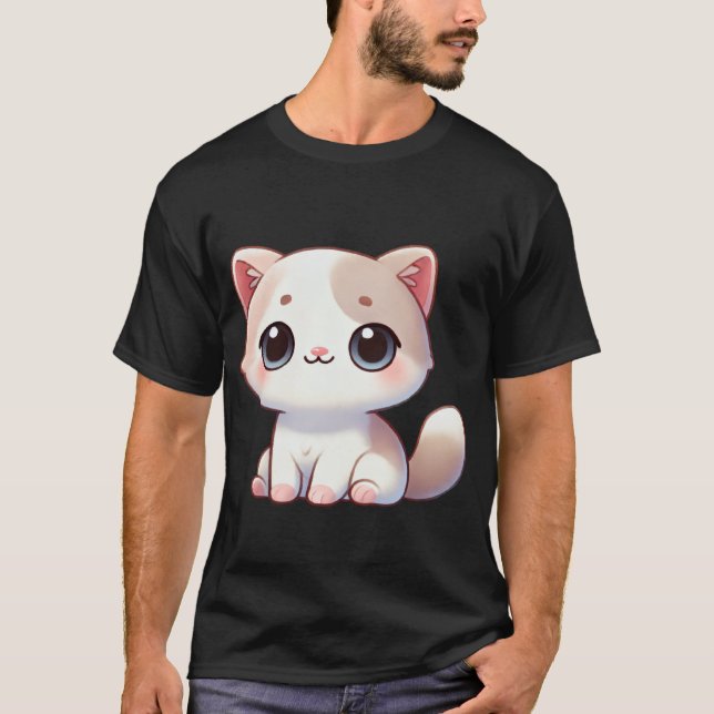Kawaii Cat Design Adorable Kitten Artwork T-Shirt (Vorderseite)