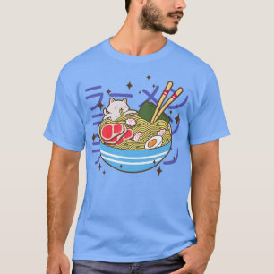 Kawaii Cat Eating Ramen Noodles Japanisch Food Lie T-Shirt