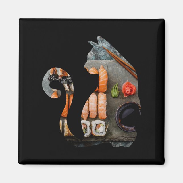 Kawaii Cat Eating Ramen Noodles Japanischer Anim Magnet (Vorne)