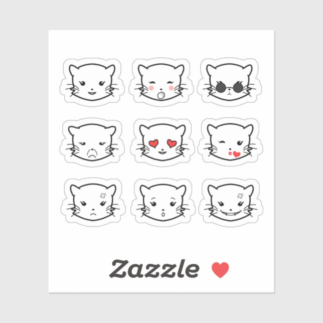 Kawaii Cat Emoji Aufkleber (Blatt)