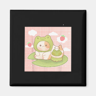 Kawaii Cat Frog Strawberry Retro 90er Cotattcore A Magnet