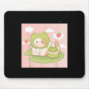 Kawaii Cat Frog Strawberry Retro 90er Cotattcore A Mousepad