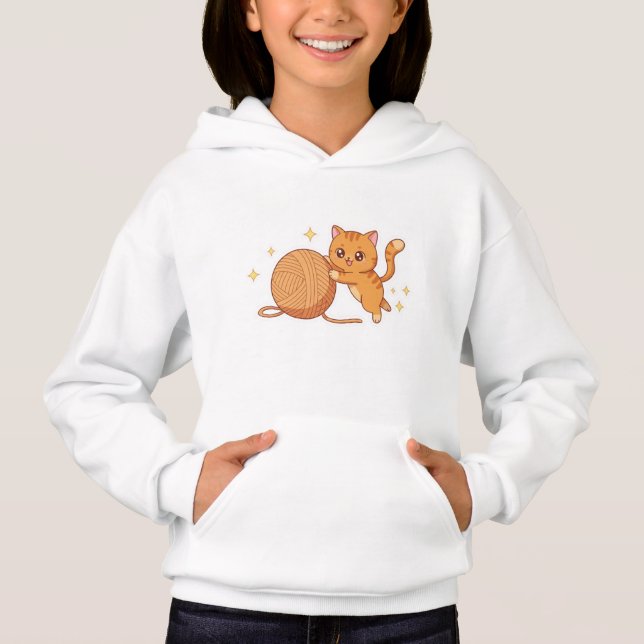 Kawaii Cat Hoodie - Yarn Party! 🧶😹 (Vorderseite)