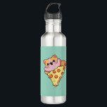 Kawaii Cat Hugging Pepperoni Pizza Cartoon Edelstahlflasche<br><div class="desc">cute cat,  art , pizza lover gift kawaii food funny kitten cartoon pepperoni pizza slice food humor cat mom gift anime style animal happy vibes food art</div>