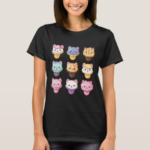 Kawaii Cat Ice Creme Süßigkeiten Food Lover T-Shirt