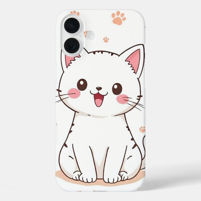 Kawaii Cat  iPhone 16 Plus Hülle (Rückseite)