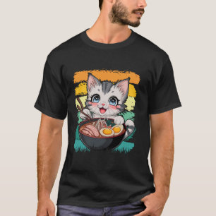 Kawaii Cat Japanisch Anime Manga Cat Ramen T-Shirt