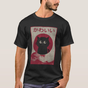 Kawaii Cat Japanisch Black Anime Nager T-Shirt
