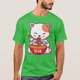 Kawaii Cat Lieben Ramen | Anime Kitty eat Ramen  T-Shirt