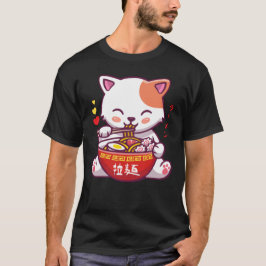 Kawaii Cat Lieben Ramen | Anime Kitty eat Ramen T-Shirt