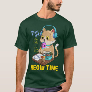 Kawaii Cat Lieben Ramen Bubble Tea Musik und Manga T-Shirt
