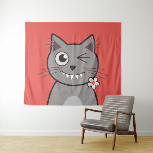Kawaii cat niedlicher Cartoon Kitty Wandteppich