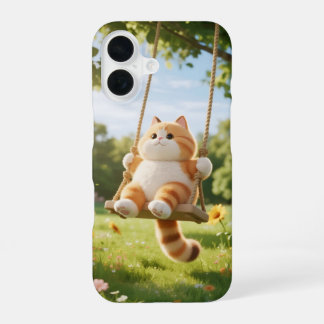 Kawaii Cat on Swing Phone Case iPhone 16 Hülle