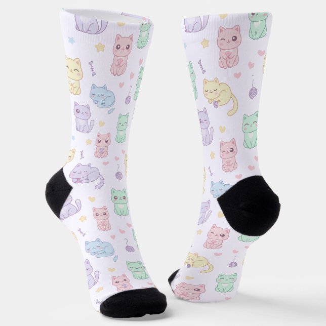 Kawaii Cat Pattern Socks Socken (Gewinkelt)
