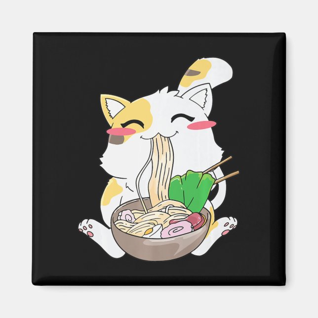 Kawaii Cat Ramen Anime Japanisch Food Gift Boy Gir Magnet (Vorne)