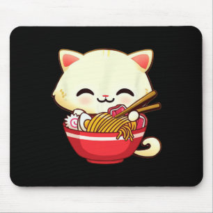 Kawaii Cat Ramen Japanese Food Funny Anime Girls T Mousepad