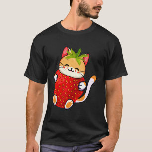 Kawaii Cat Strawberry Milk Japanischer Anime T-Shirt