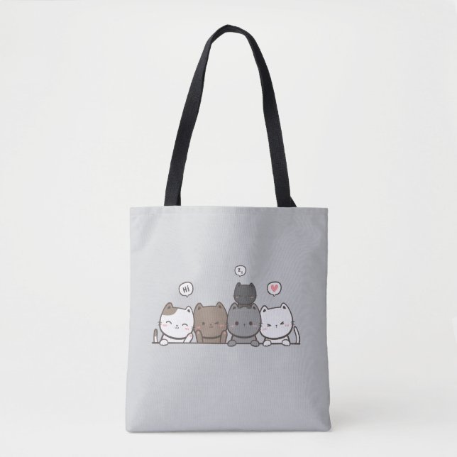 Kawaii Cat Tote Bag - Teil des Matching Set! Tasche (Vorderseite)
