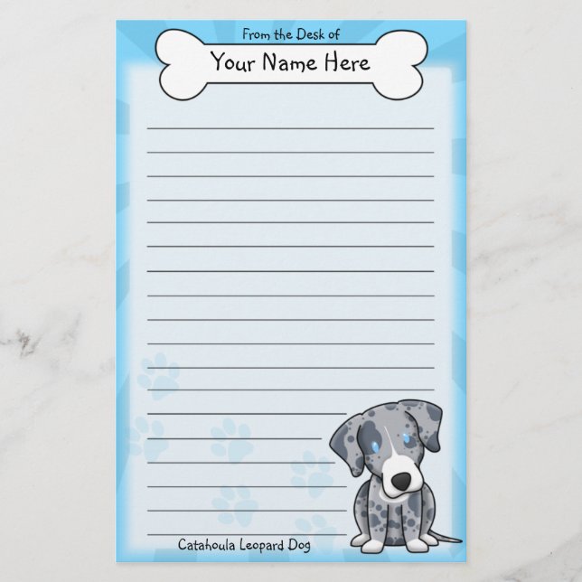 Kawaii Catahoula Leopard-Hundebriefpapier Briefpapier (Vorderseite)