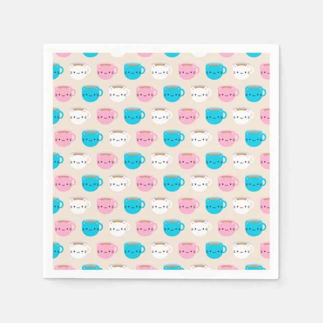 Kawaii Cats Cup of Tea Serviette (Vorderseite)