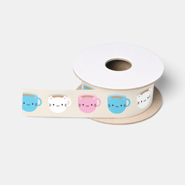Kawaii Cats Cups Satinband (Spule)