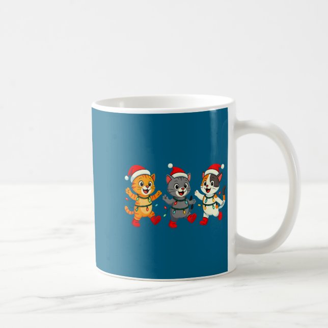 Kawaii Cats Santa Hat Dancing Lights Christmas Dan Kaffeetasse (Rechts)