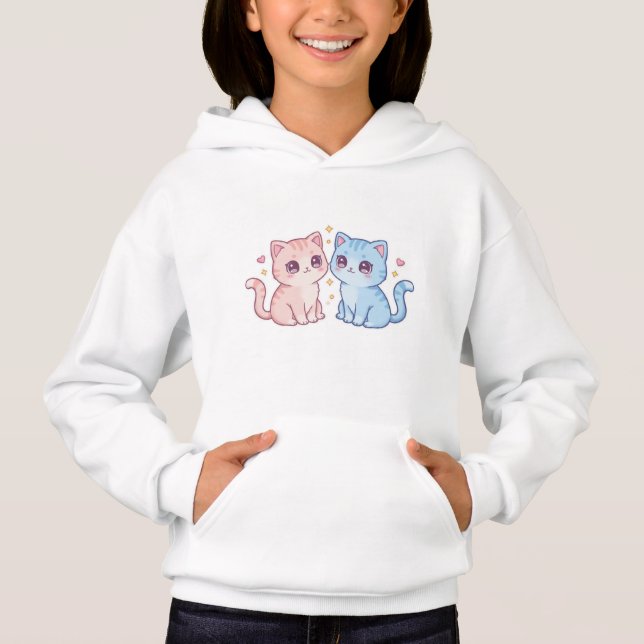 Kawaii Cats Stickers - Double the Cuteness with Hoodie (Vorderseite)