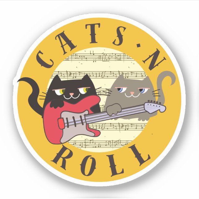 Kawaii Cats und Rock Music Aufkleber (Vorderseite)