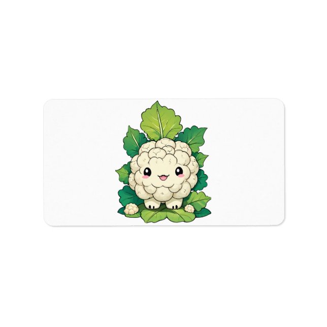 Kawaii Cauliflower Adressaufkleber (Vorne)