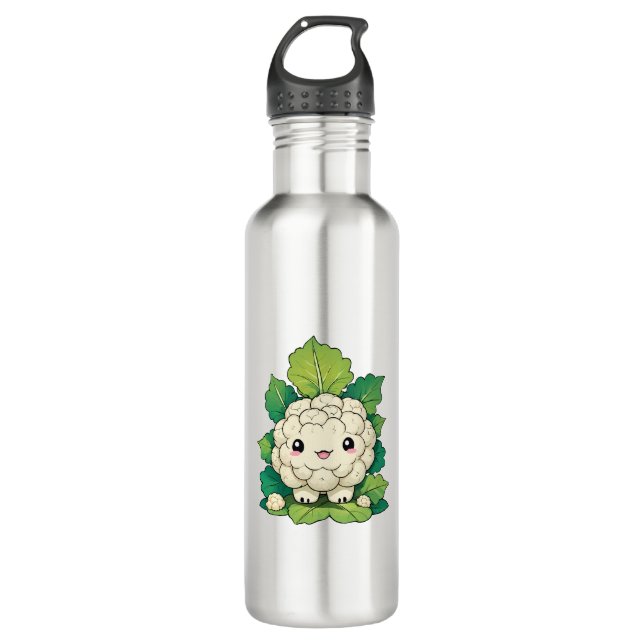 Kawaii Cauliflower Edelstahlflasche (Vorderseite)
