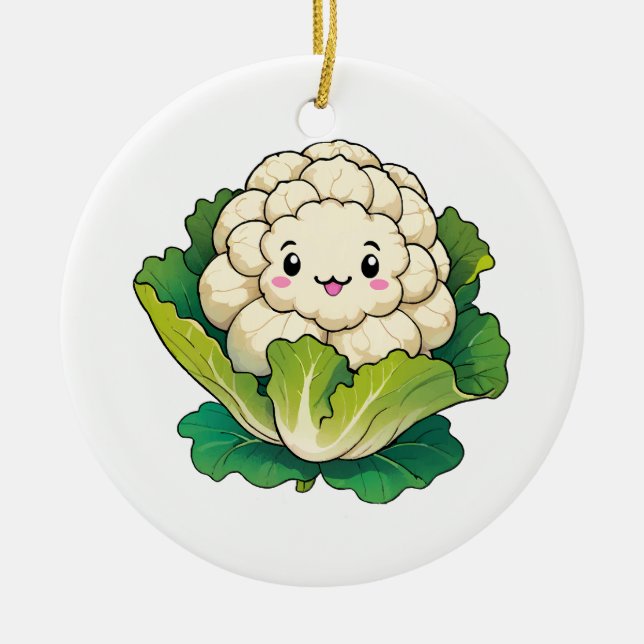 Kawaii Cauliflower Keramik Ornament (Vorne)