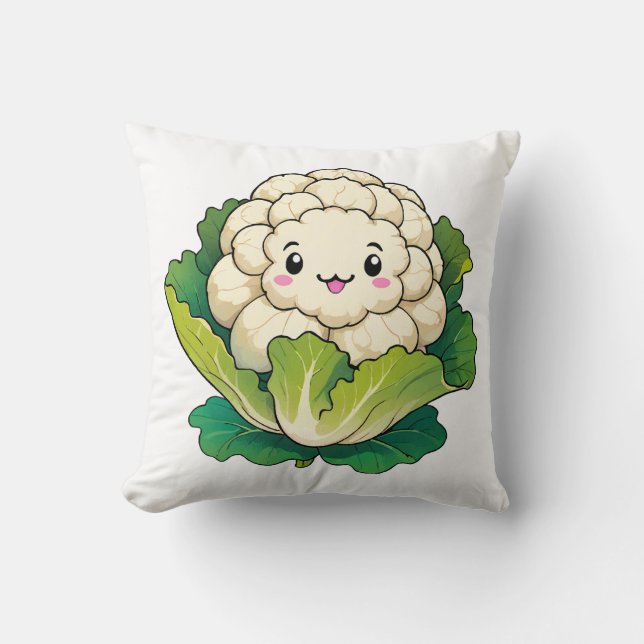 Kawaii Cauliflower Kissen (Vorderseite)