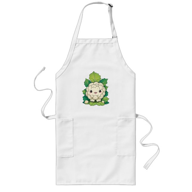 Kawaii Cauliflower Lange Schürze (Vorne)