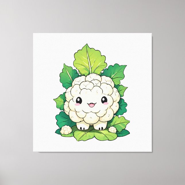 Kawaii Cauliflower Leinwanddruck (Vorderseite)