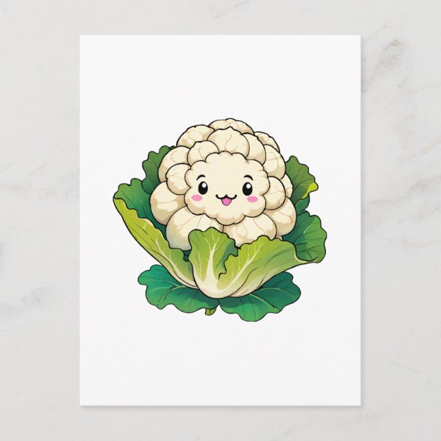 Kawaii Cauliflower Postkarte (Vorderseite)