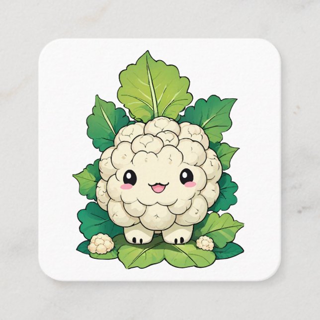 Kawaii Cauliflower Quadratische Visitenkarte (Vorderseite)
