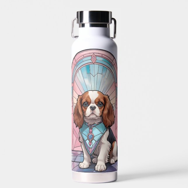 Kawaii Cavalier King Charles Pastel Stettel Glass Trinkflasche (Vorne)