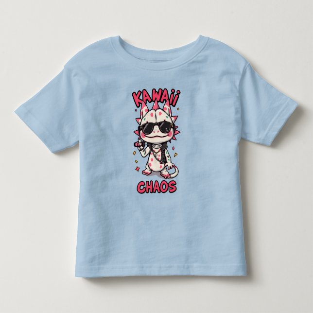 Kawaii Chaos Cool Axolotl Sunglasses LeatherJacket Kleinkind T-shirt (Vorderseite)