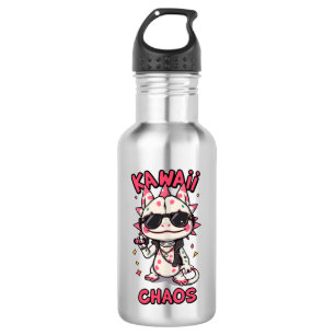Kawaii Chaos Coole Axolotl Sonnenbrille Lederjacke Edelstahlflasche