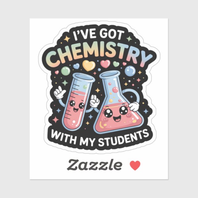Kawaii Chemistry Teacher – Cute Beaker & Test Tube Aufkleber (Blatt)