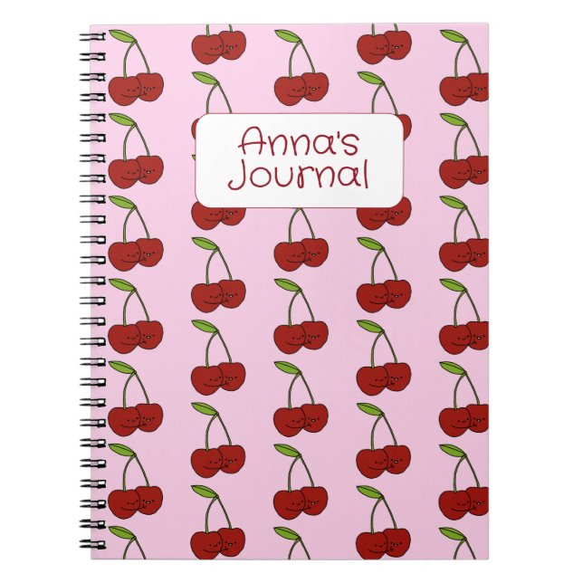 Kawaii Cherries Journal for Girls Notizblock (Vorderseite)